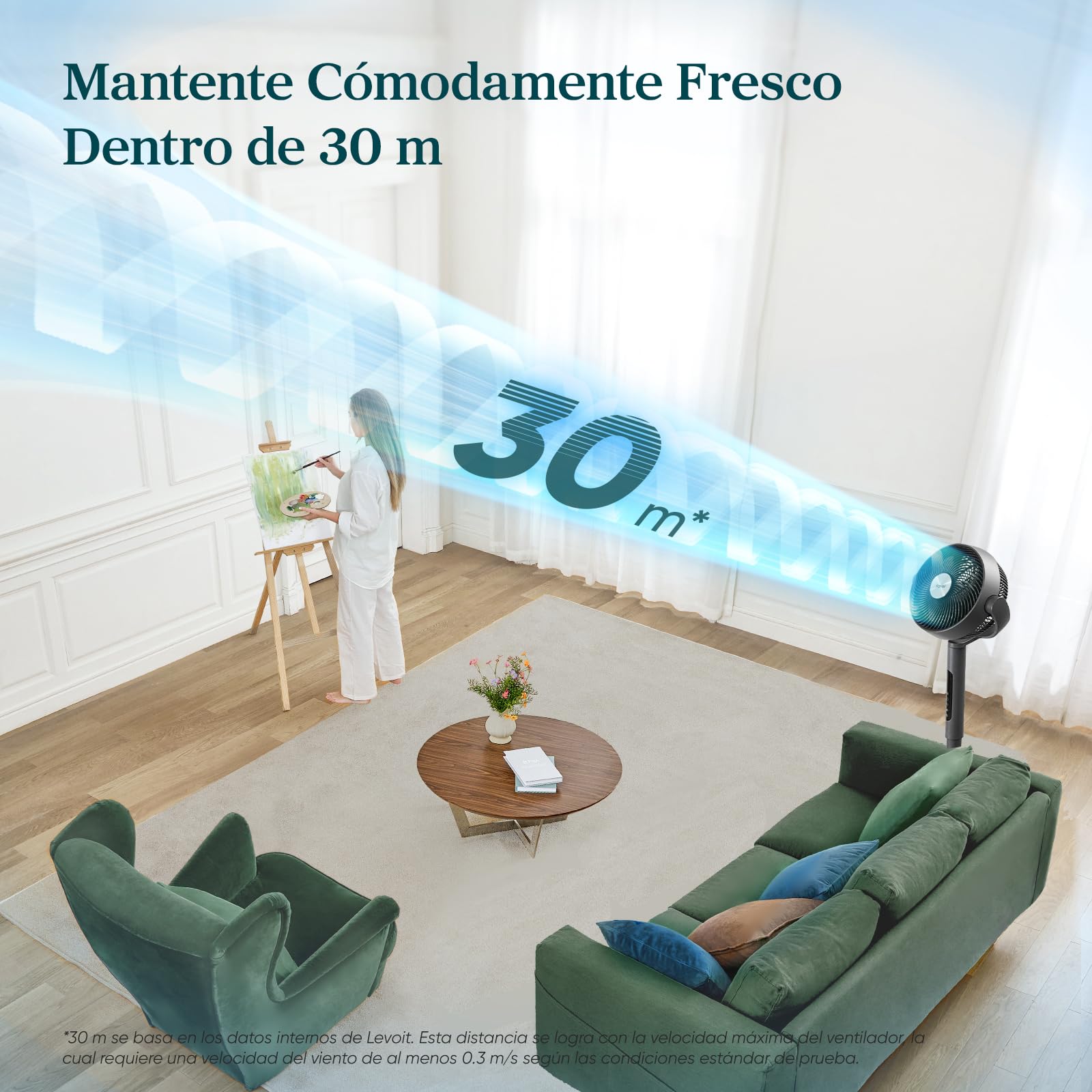 Levoit Ventilador de Pie, Inteligente, 12 Velocidades, 20dB, LPF-R432S