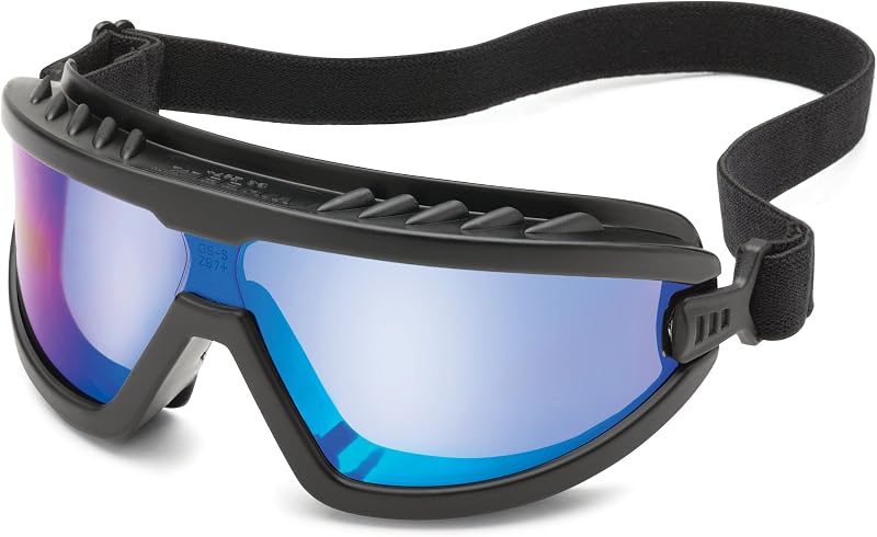 Gateway Safety 4589M Wheelz Stylish and Comfortable Safety Goggle, Blue Mirror Lens, Black Frame