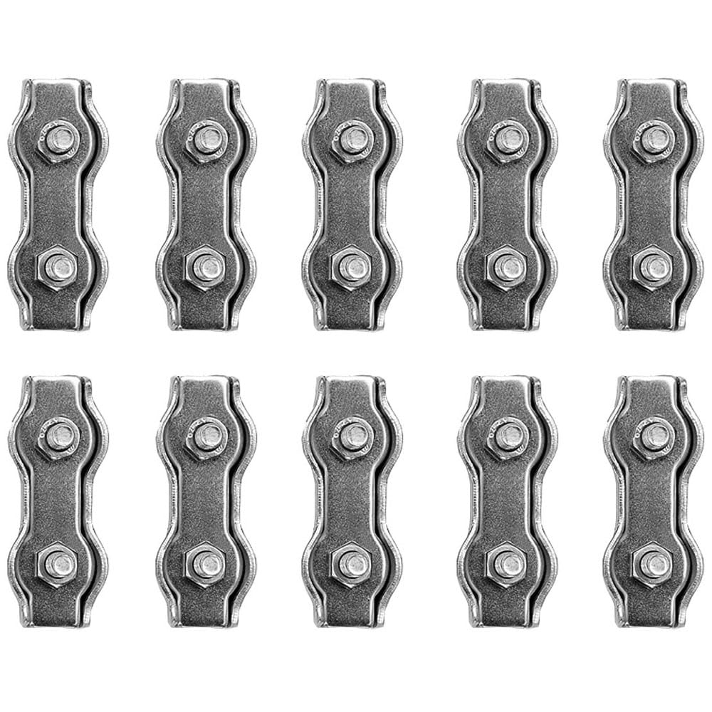10PCS M8 Wire Rope Clamp Set Duplex Clips Stainless Steel 2-Post Cable Clamp Double Wire Rope Clip Fastener for Wire Cables