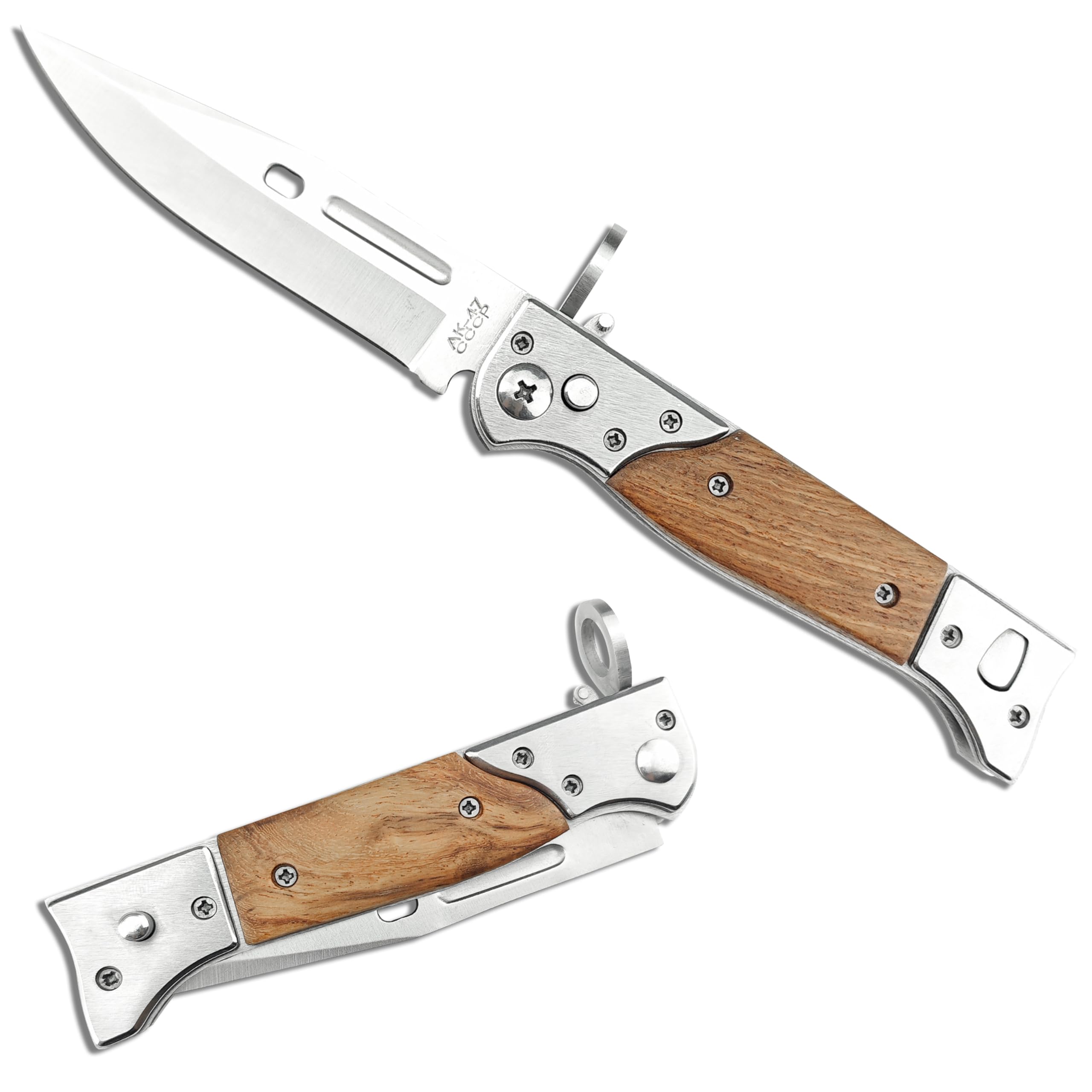 ラスト1本ロシア軍AK登山ナイフイズマッシュ鋸刃付き　刃はあまりついていません Amazon.com: HUAAO Manually Operated Button-lock Knife，Men's
