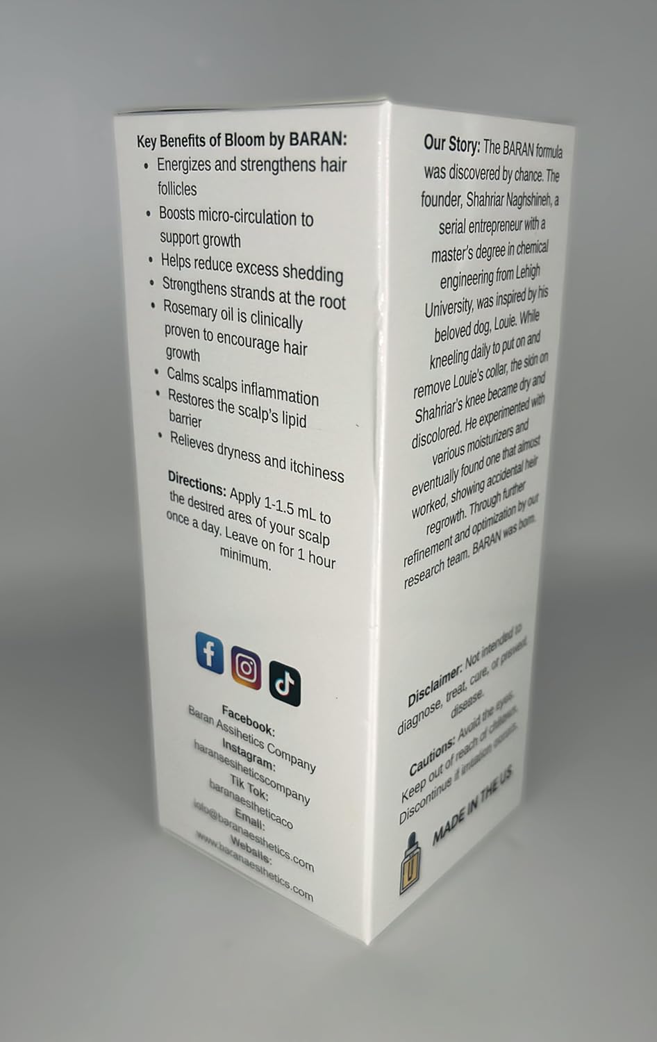 Bloom by BARAN - All Natural Hair Regrowth Oil Based Serum