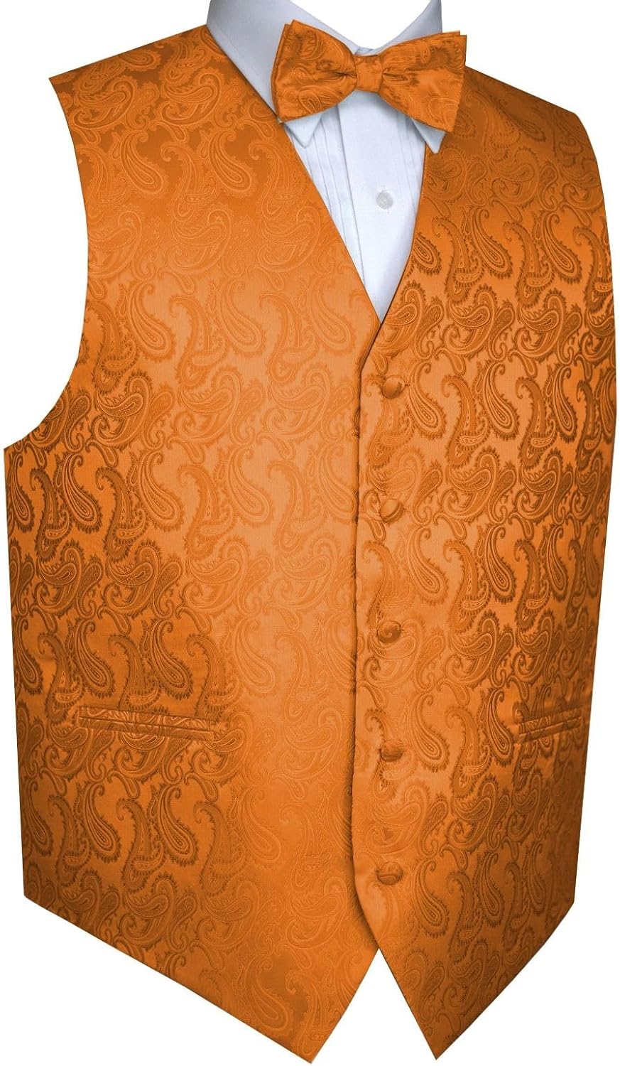 Best Tuxedo Men's Formal, Prom, Wedding, Homecoming, Tuxedo Vest, Bow-Tie & Hankie Set in Paisley from XS to 6XL