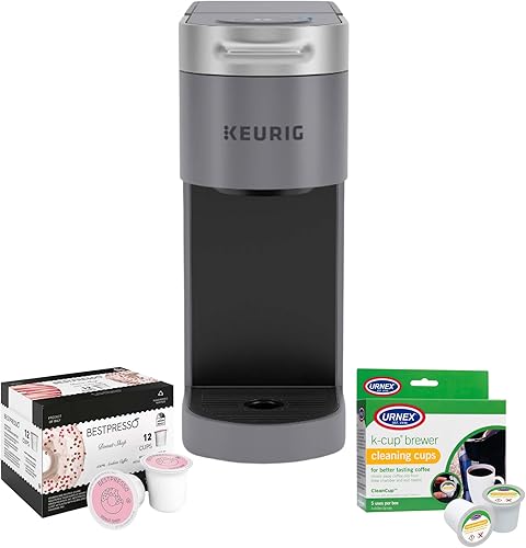 Keurig K-Slim Plus - Cafetera ICED (gris), cafetera helada de una sola porción para el hogar, sistema de preparación rápida, diseño que ahorra