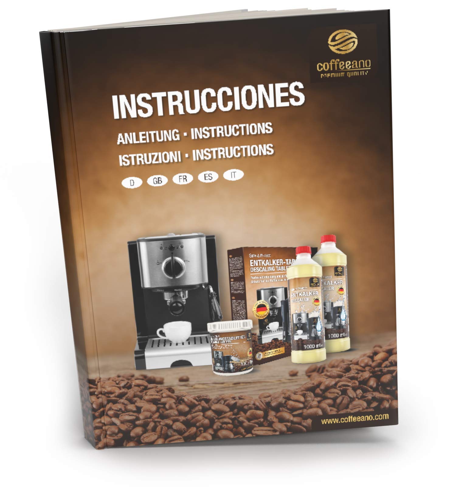 170 pastillas limpiadoras Coffeeano Clean&Protect para cafeteras automáticas y cafeteras. Pastillas limpiadoras aptas para todas las marcas y electrodomésticos. Incluye un libro electrónico