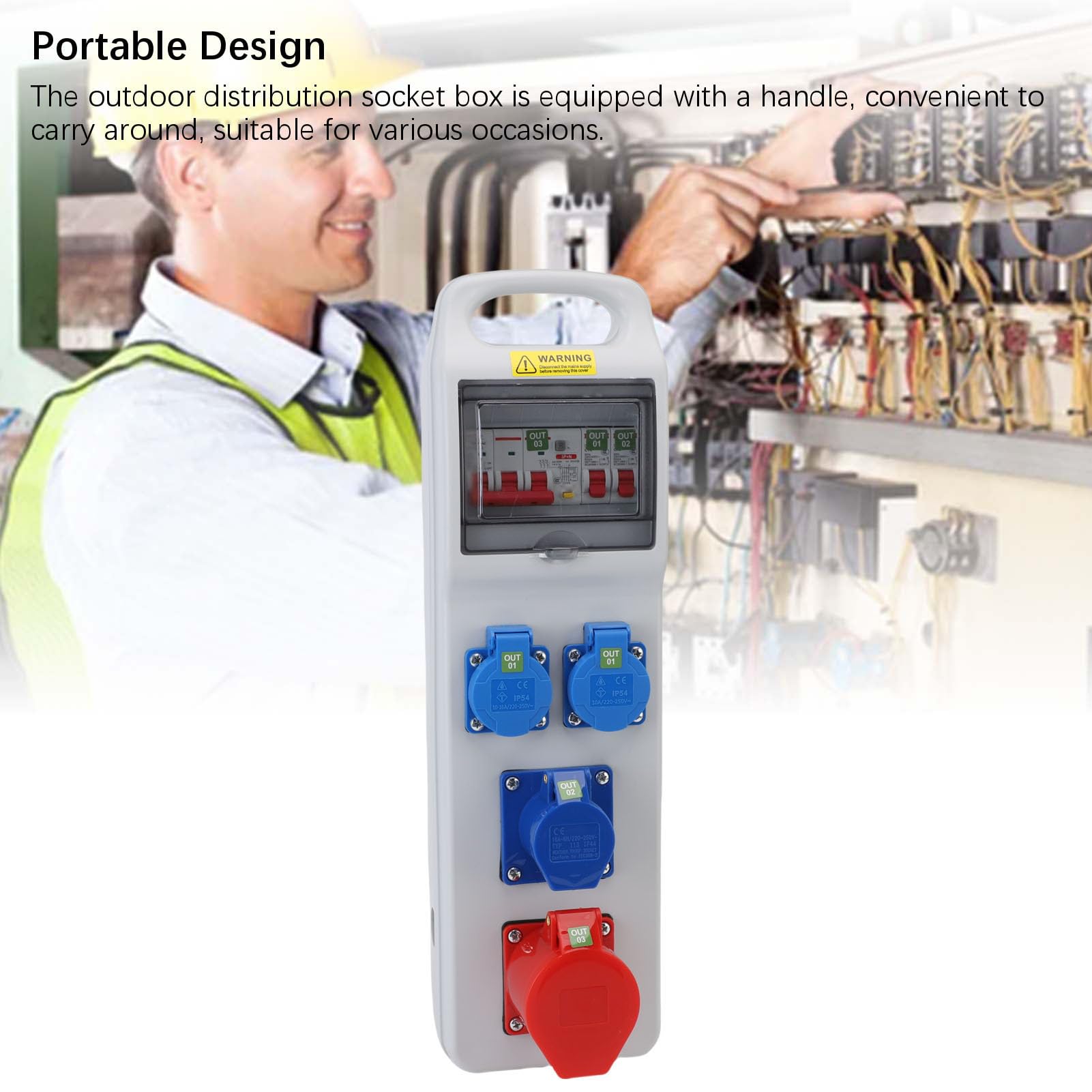 Garosa Caja de Zócalo Industrial a Prueba de Agua de Plástico ABS 490x140x90 Mm IP44-67 Clasificado con Interruptor de Circuito para el Taller del Sitio de construcción.