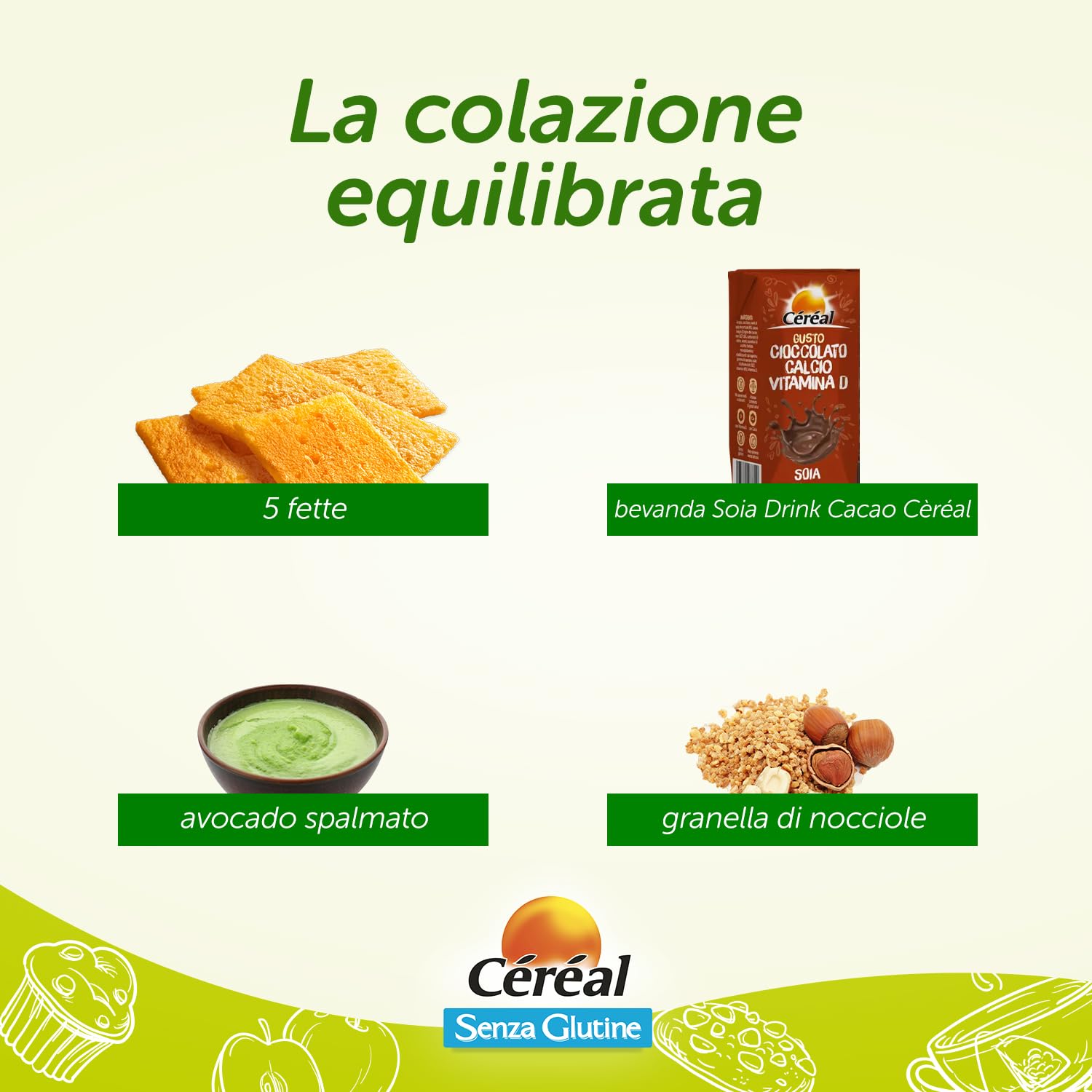 Céréal Fette Croccanti, Fette con Farina di Mais, Farina di Riso, Senza Glutine, Senza Lattosio, 125 gr, Formato 12 Confezioni