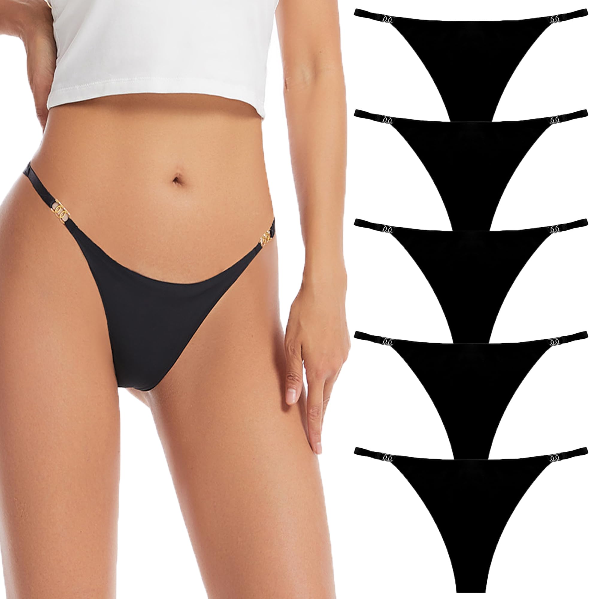 UNEITIESG-String Thongs Underwear for Women Sexy Low Rise Bikini Seamless T Back Hipster Panties Breathable Underpants