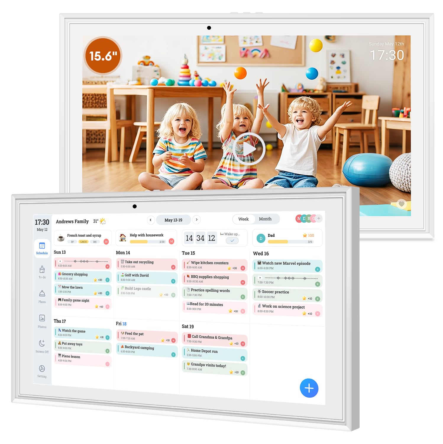 Hesmor 15.6" Digital Calendar 1080P Chore Chart Smart Touchscreen