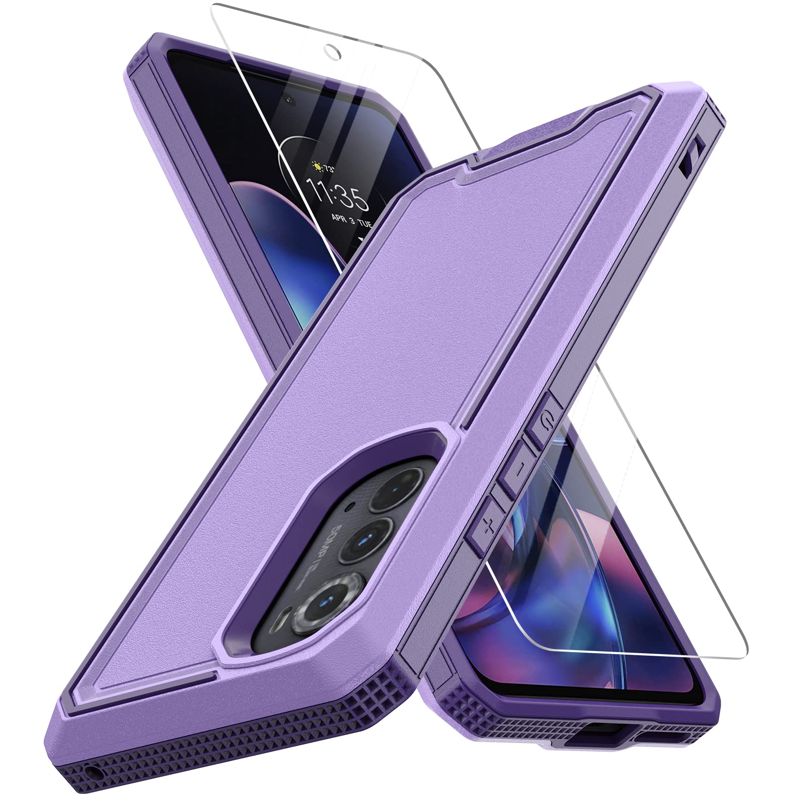 for Motorola Edge 2022 Case, Moto Edge 2022 Heavy Duty Case with Screen Protector, Military Grade Drop Proof Cover, Dual Layer Rugged Protective Shell