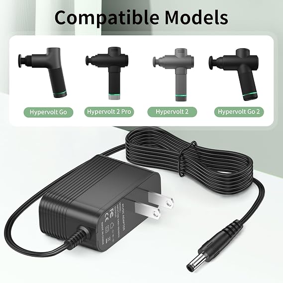 18V Charger for Hyperice Massage Gun for Hypervolt 2 Pro, Hypervolt Go, Hypervolt 2 53200 038-00, Vyper 3 Massage Gun Power Cord Adapter Supply
