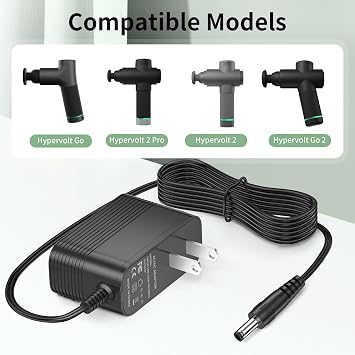 18V Charger for Hyperice Massage Gun for Hypervolt 2 Pro, Hypervolt Go, Hypervolt 2 53200 038-00, Vyper 3 Massage Gun Power Cord Adapter Supply
