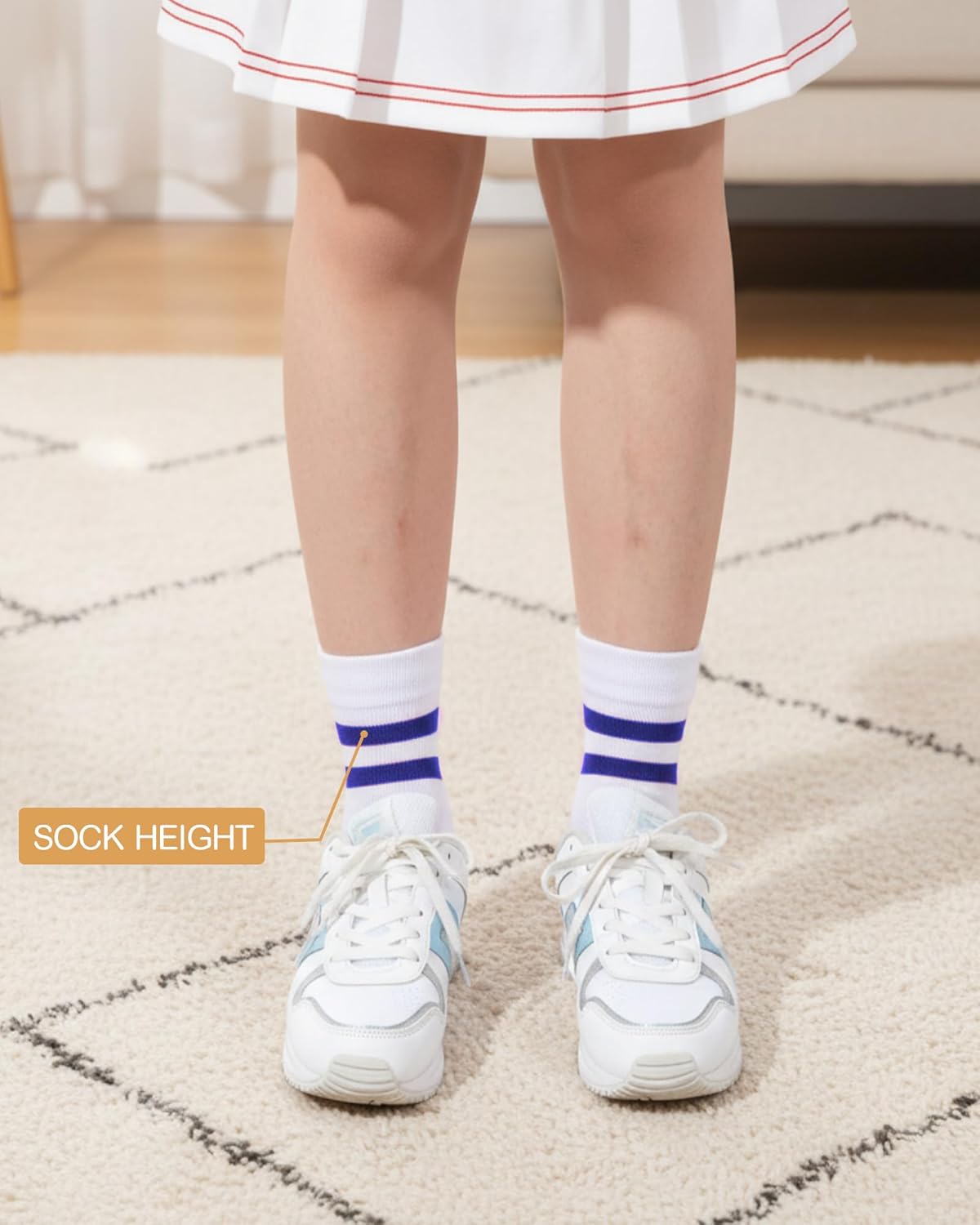 Syhood 2 Pairs Women's Striped Crew Socks Cozy Casual Cotton Breathable Socks for Women Retro Athletic Unisex - Image 3