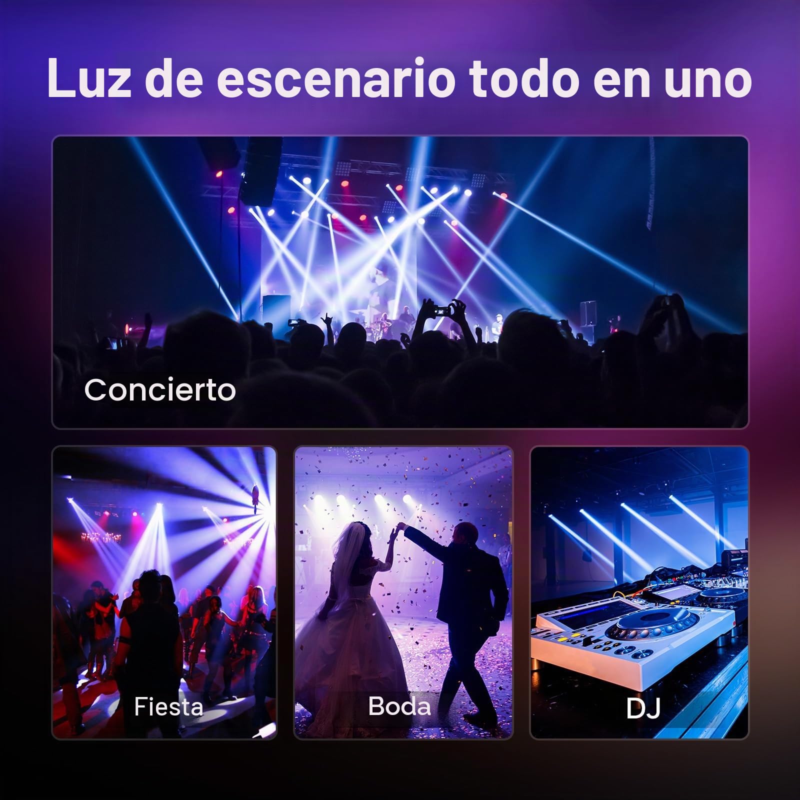 2PCS Cabeza Móvil LED 30W Mini Beam luz Iluminación de Escenario con Control Remoto 5 modos Lámpara de haz Estroboscópico DMX512 para Fiesta Cumpleaños Bar Discoteca