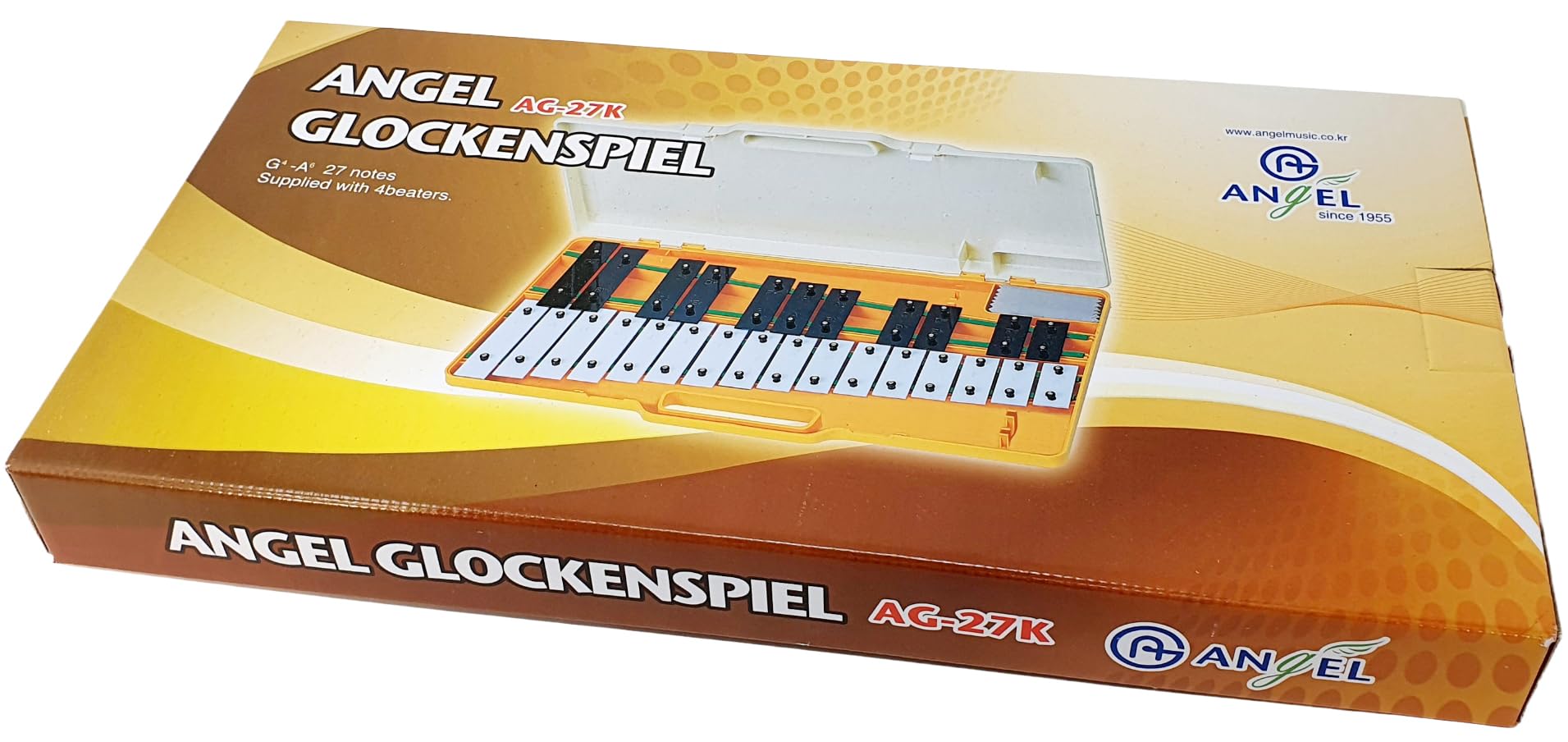 ROCKSTAR - Glockenpiel Carrillón Metalófono AG27K Cromático, 27 Teclas Negras y Blancas con Estuche, 4 Mazas y Paño de limpieza. Xilófono para Estudiantes y Profesionales, Instrumento Musical