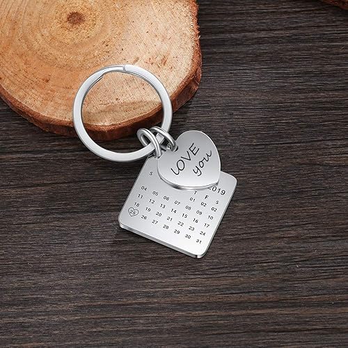 Miniatura 6 de kaululu Custom Photo Key Chains for Men Women Calendar Picture Key Chain Ring for Him and Her
