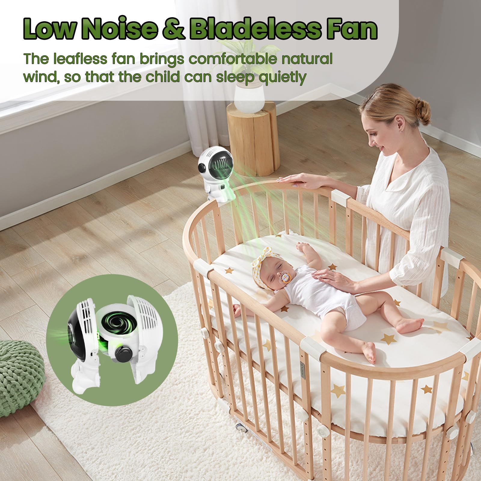 Ventilateur de landau à clipser sur la poussette, mini ventilateur portable rechargeable par USB, 5000 mAh, alimenté par batterie, amovible, essentiel des vacances de bébé, ventilateur pour lit