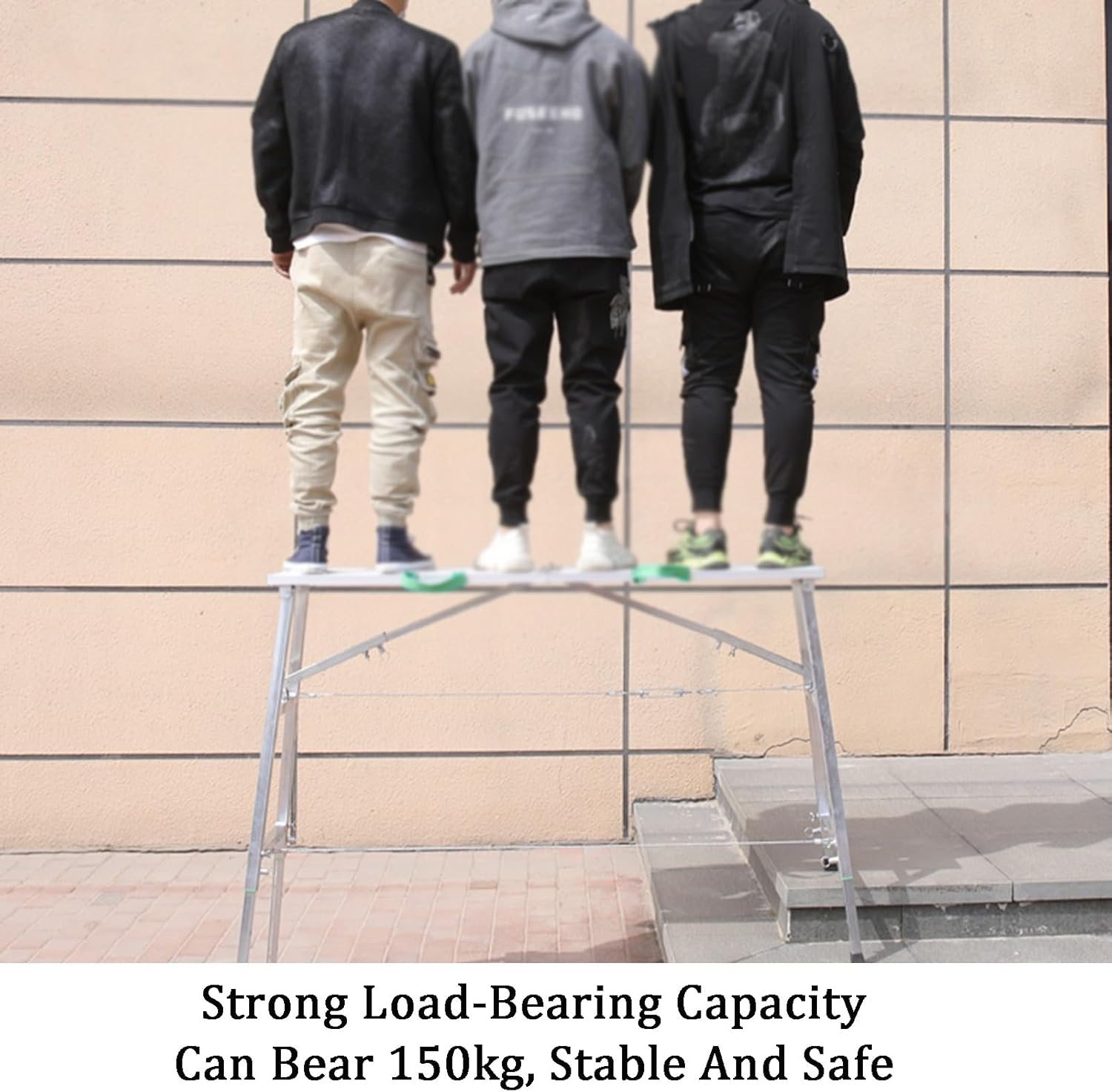 Folding Horse Stool,Adjustable Lifting Work Platform,Aluminum Alloy Scaffolding,for Home Decoration,Lifting Items,Wall Painting(150x27cm)