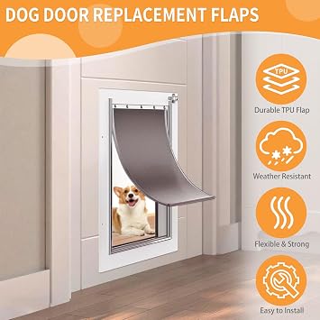 Dog Door Replacement Flaps Compatible with Baboni, Large Replacement Flap for Pet Doors with Screws, Flexible and Durable, Weather Resistant Door Flaps for Doggie and Cat (10 1/8 X 16 7/8)
