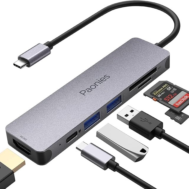 USB C Hub 7-IN-1 USB HUb Type C Hub with 100W PD Power Delivery, 4K UHD USB C to HDMI, 2 USB 3.0 Ports, SD/microSD/TF Card Reader, Multiport Adapter for MacBook, iPad Pro, XPS, Samsung Phones, Laptop