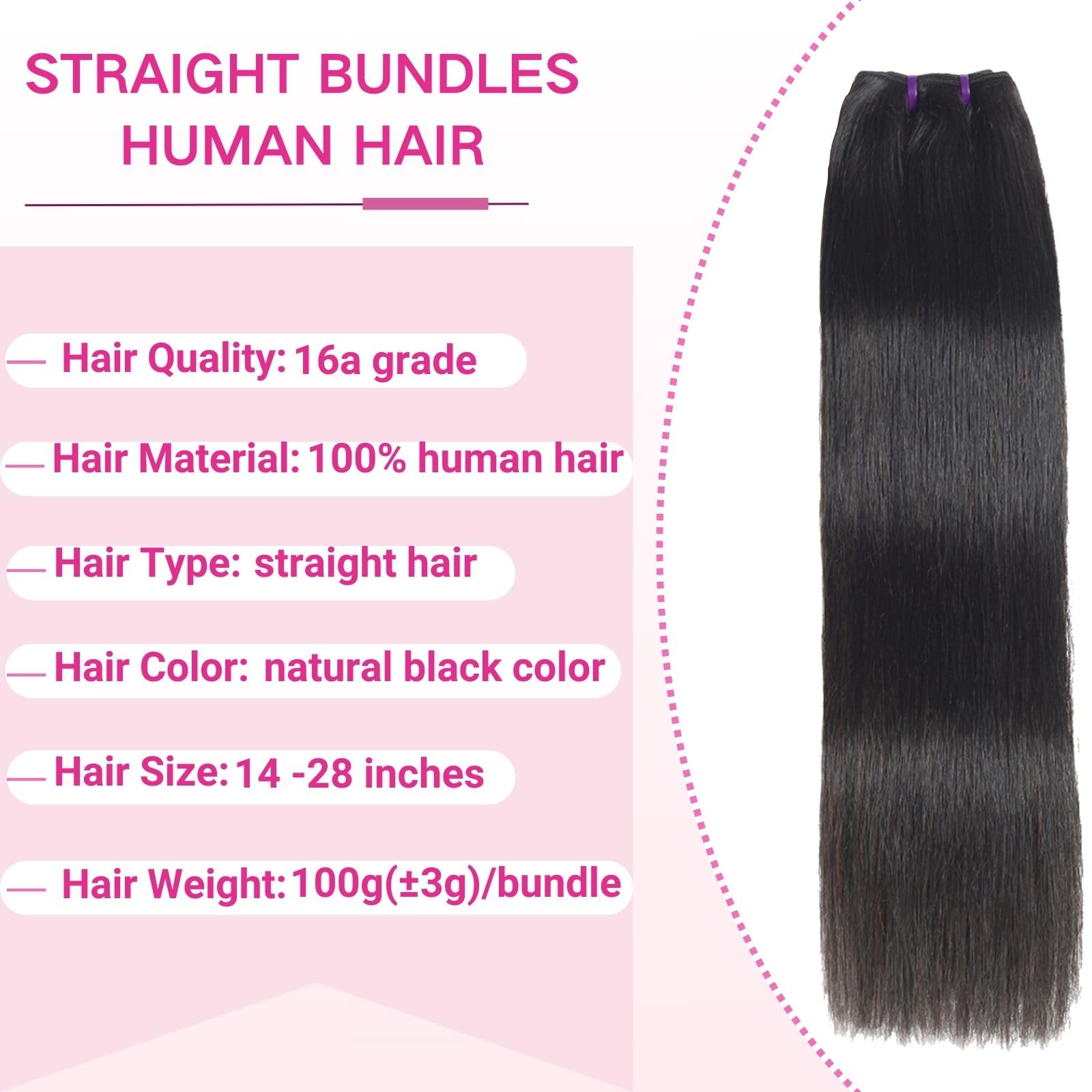 Brazilian Virgin Straight Human Hair Bundles 16 18 20 Inch Extensions Amazon.com : Body Wave Bundles Human Hair 16 18 20 Inch  main image 4