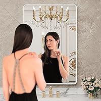 Vista 35 de LOAAO - Espejo de baño con marco de metal negro de 24x36 pulgadas, espejo rectangular redondeado para pared, espejo mate de tocador de baño