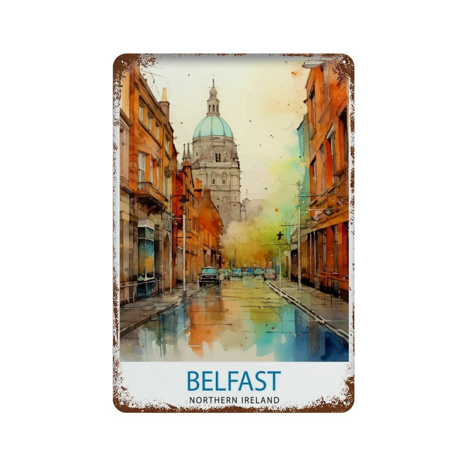 xiaoxiaoshen Belfast Northern Ireland Travel Cityscape Gif Wall Decor Art Metal Tin Poster Modern Home Decor Art Home Bar Shop Decorations Vintage Sign 30x20cm