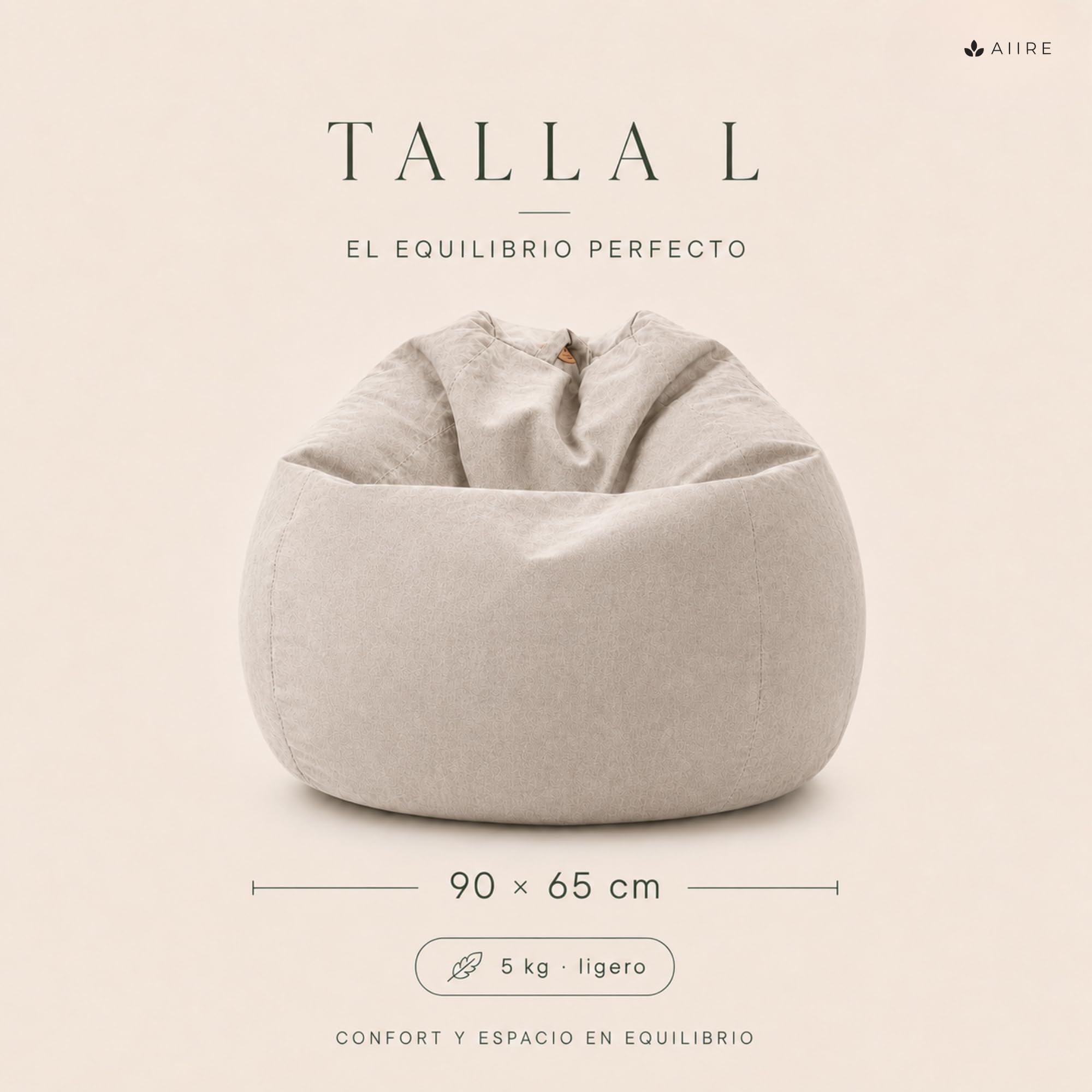 Aiire Puff con Relleno Incluido Moderno - Sillon Puf de Salon en Algodón Premium - Desenfundable y Lavable - Puffs Pera Redondos para Habitación Juvenil - Bean Bag Gamer [90x65]