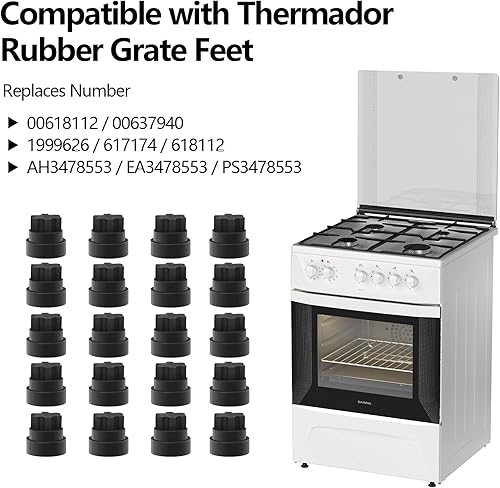 Miniatura 2 de Pieza de patas de rejilla de goma  Repuesto para cocina Thermador Bosch RangeGas Cooktop compatible con número de pieza 00618112, 00637940, 1999626,