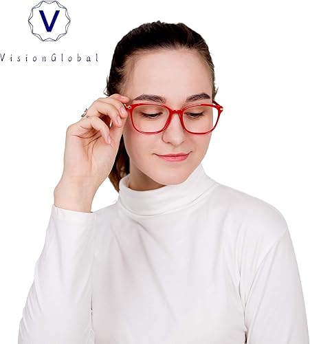 Miniatura 6 de VisionGlobal Ahorra un 30 % en dos pares de anteojos de bloqueo de luz azul (rosa nola y rojo nola)