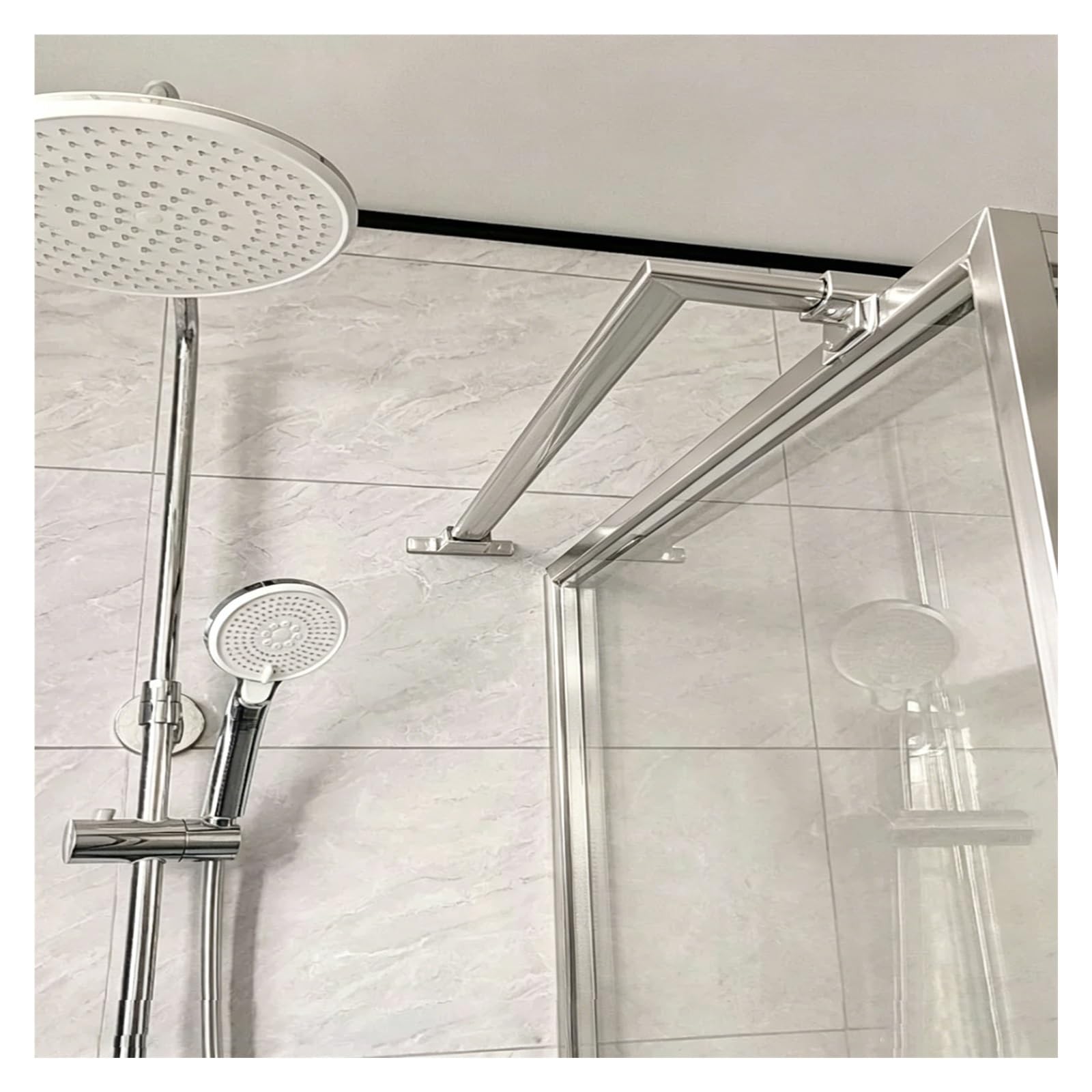 CHZDPP L-shaped Fixed Panel Support Rod for Aquarium/Wet Area, Stainless Steel Bathroom Glass Support Arm, Stops Wobbling Wall-to-Glass Brace(Silver,70cm/27.6in)