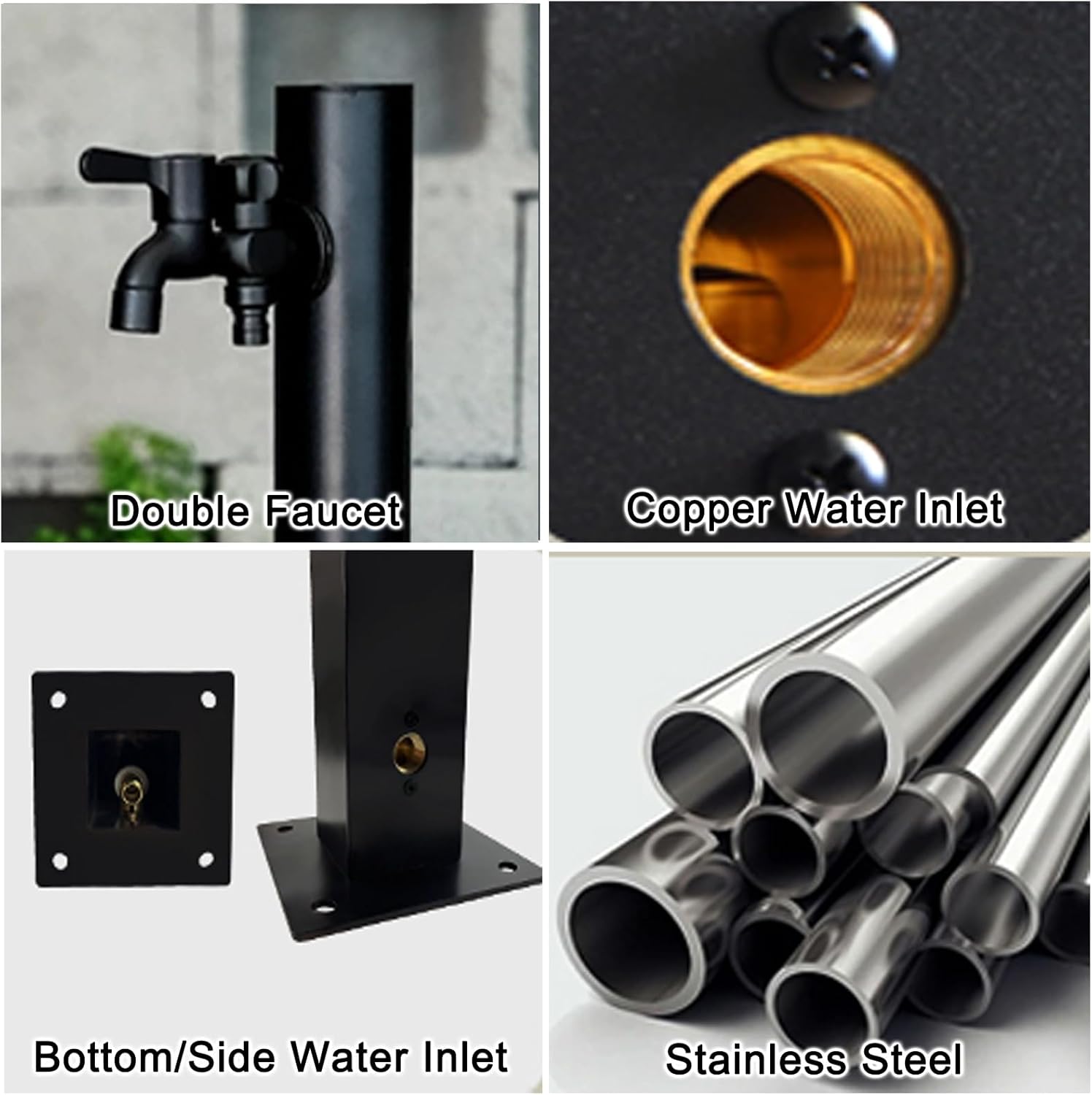 Stainless Steel Garden Hose Stand - 304 Freeze-Proof Outdoor Faucet for Irrigation & Washing, 37in (95cm) - Durable & Weather-Resistant Garden Accessory