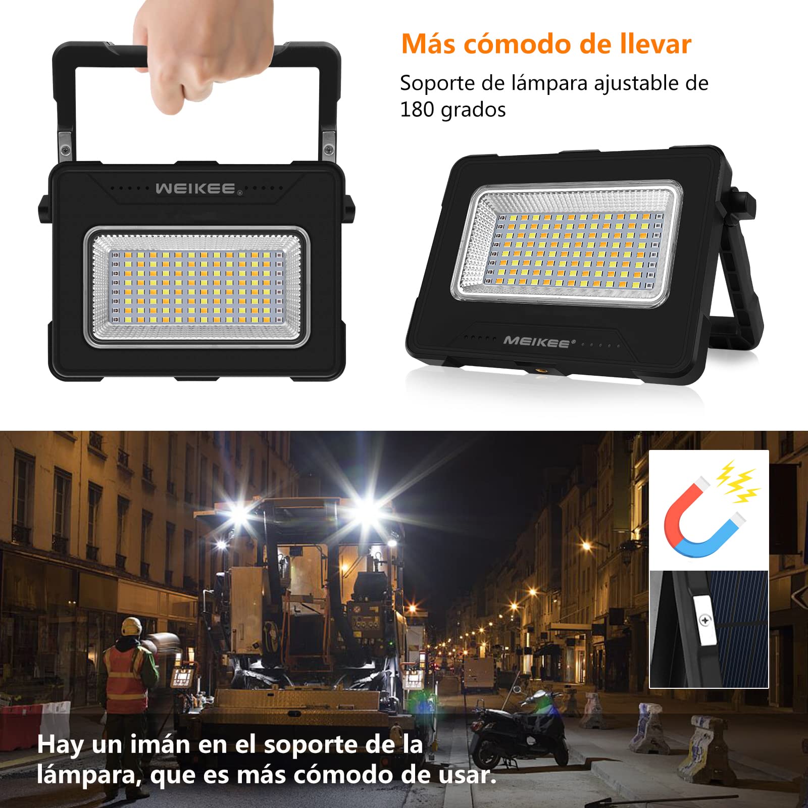 Lampe De Chantier LED Rechargeable MEIKEE – Projecteur Portable 1.08 Lbs – Idéal Bricolage