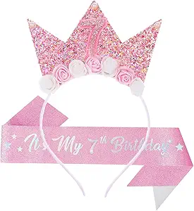 Birthday Tiara Crown with Sash for Party Decorations