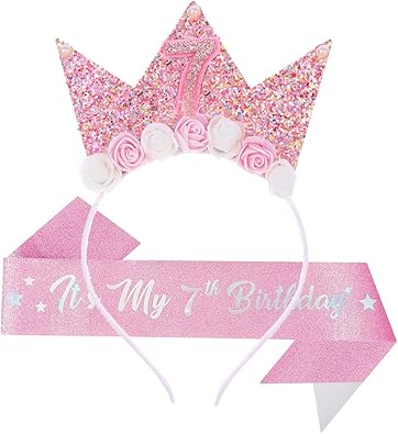 Birthday Tiara Crown with Sash for Party Decorations