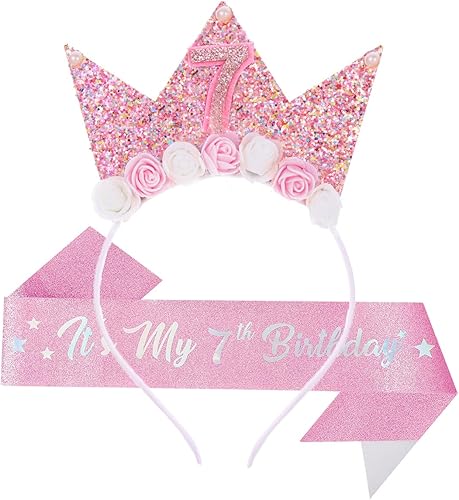 Birthday Tiara Crown with Sash for Party Decorations