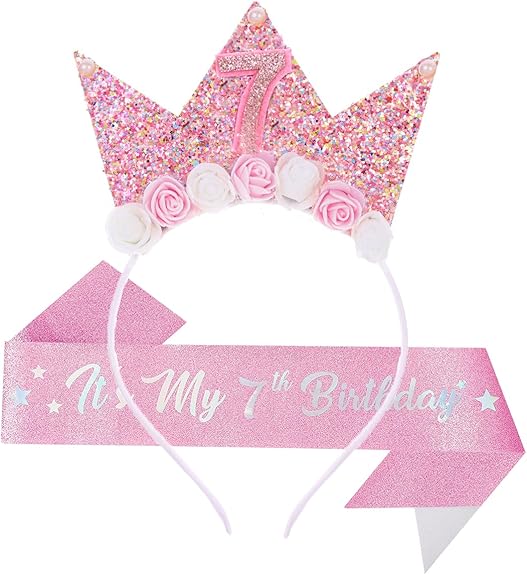 Birthday Tiara Crown with Sash for Party Decorations