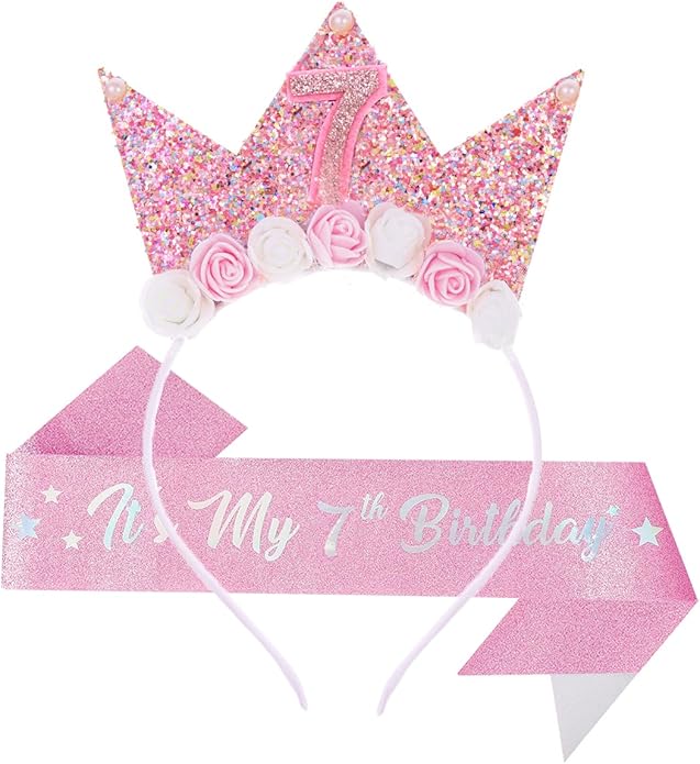 Birthday Tiara Crown with Sash for Party Decorations
