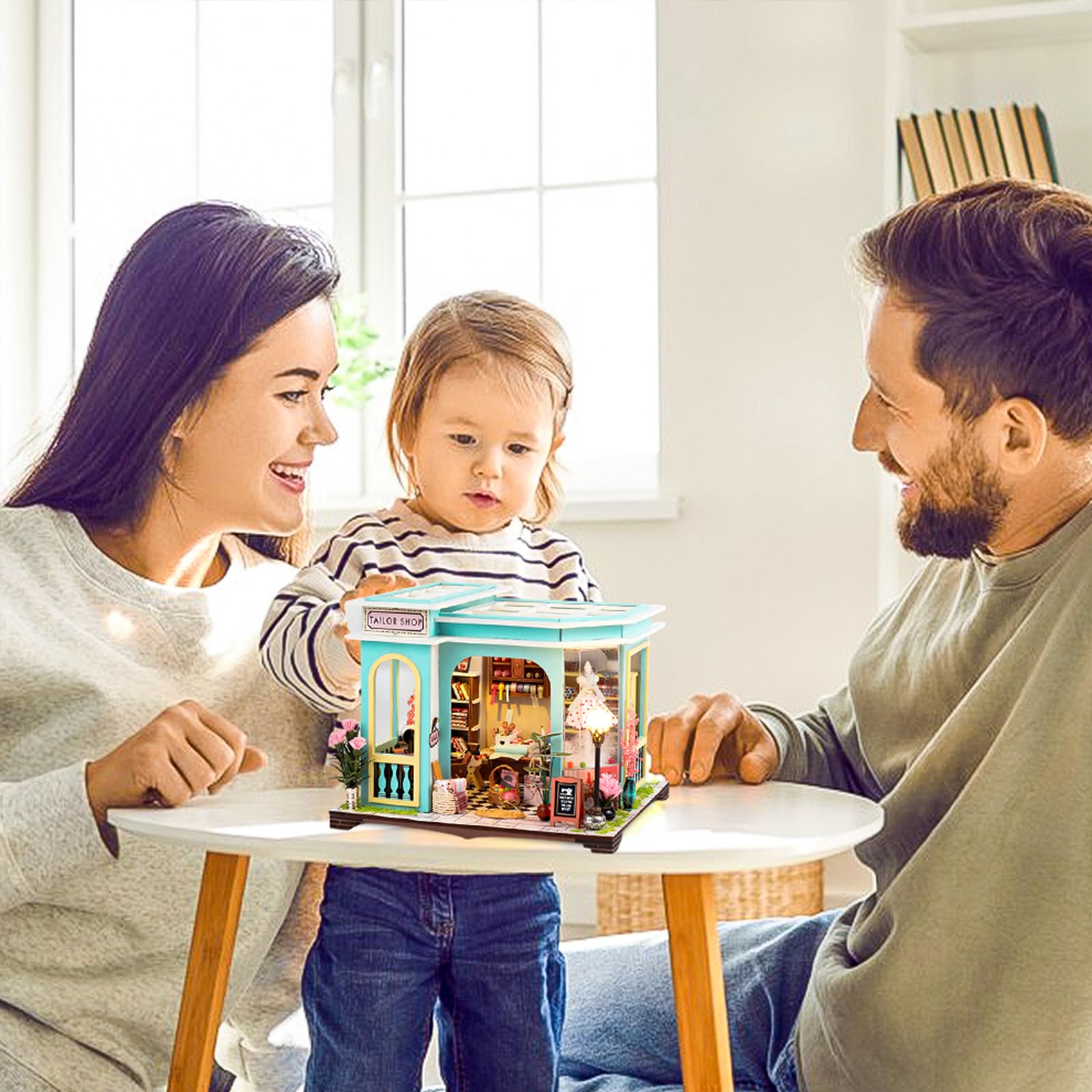Kit fai da te per casa delle bambole in miniatura, kit fai da te in miniatura per adulti e adolescenti, mini kit di costruzione di case con mobili e LED, mini kit di modellini in legno 3D, regalo di
