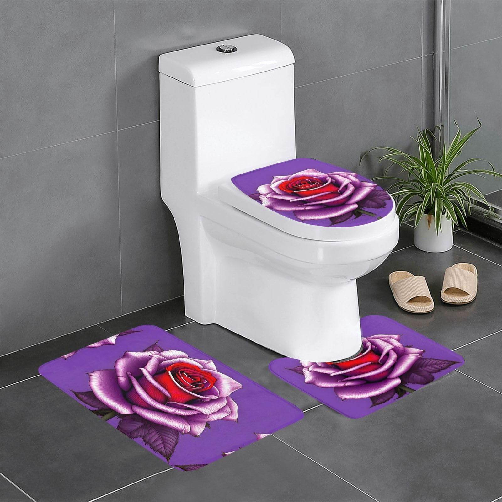 Tapis de bain rose fuchsia lot de 3 tapis antidérapants absorbants pour sol de salle de bain