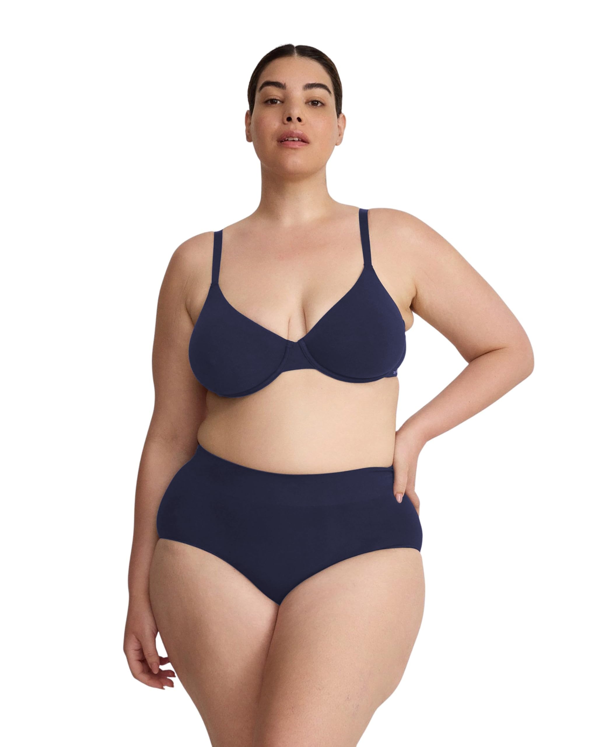 Photo 1 of Organic Basics Women's Core Unlined Wired Demi Bra, Deep Navy34DD