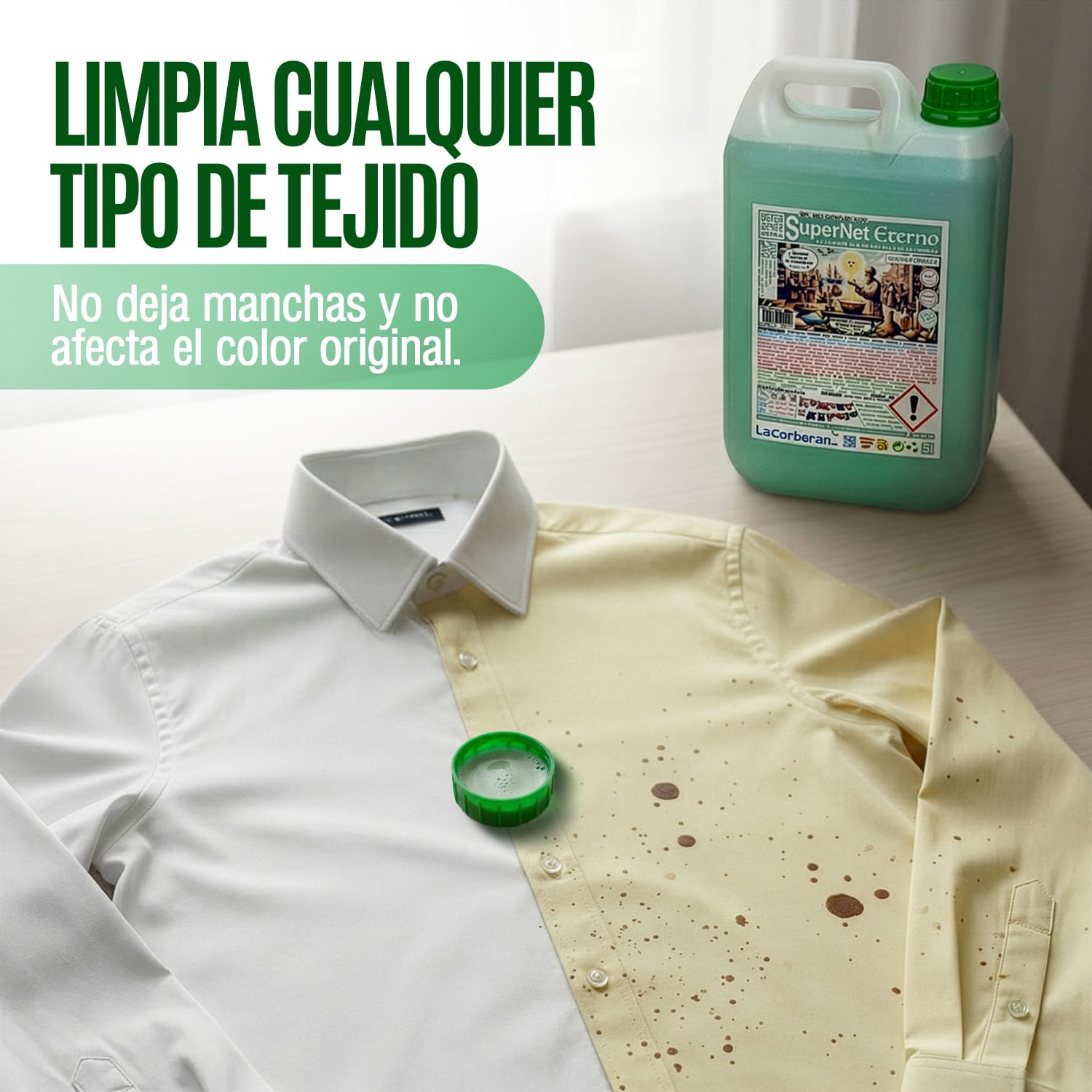 SuperNet Eterno | Detergente Ropa Líquido 5L | Pack de 6 | Quita Manchas Para Ropa Blanca y de Color · Extra Concentrado · Jabón Líquido Lavadora Profesional · Natural Vegano