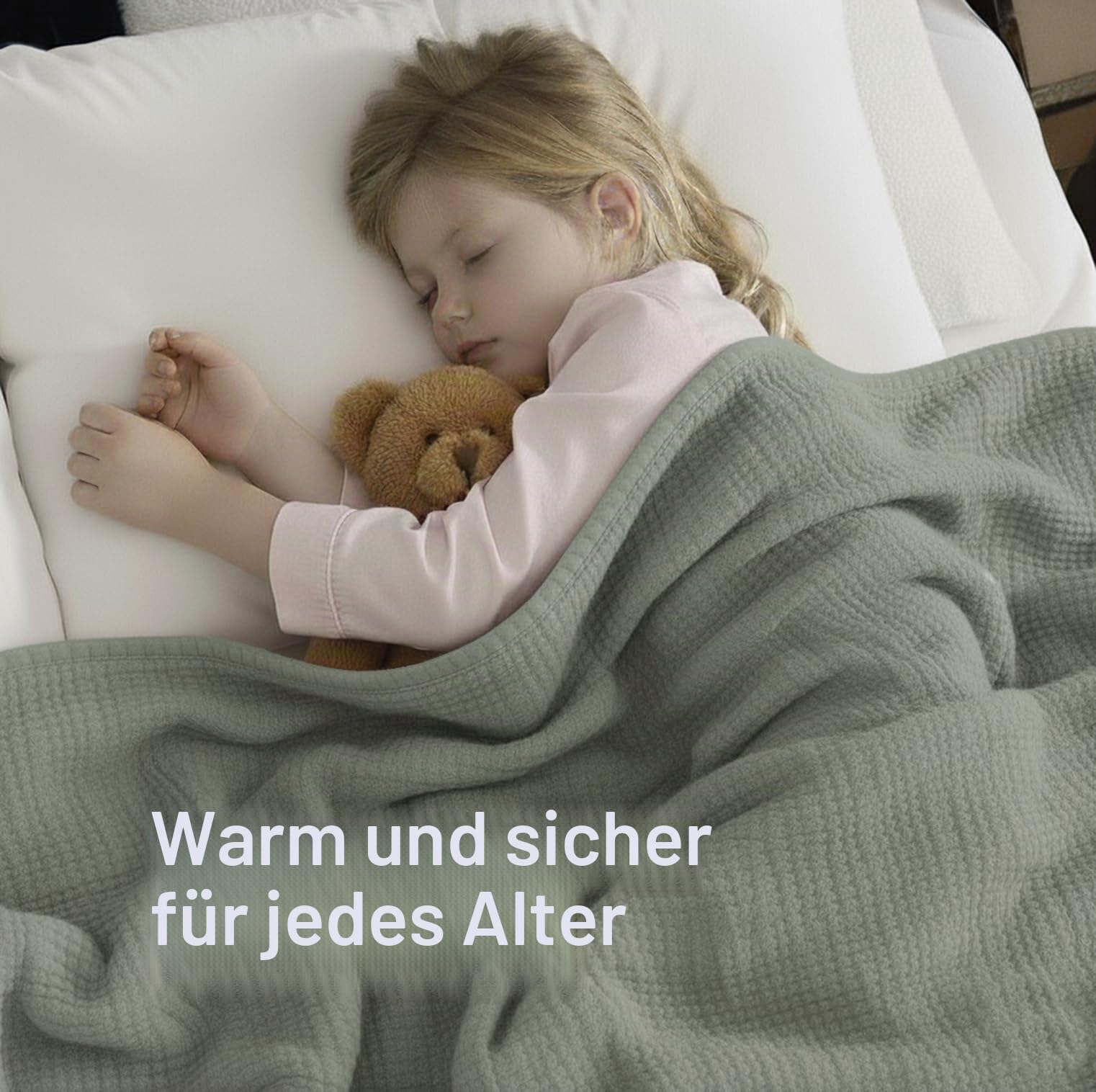 KyraHome Überwurfdecke aus 100% Bio-Musselin-Baumwolle für Couch, Männer, Frauen, Sofa, 4 Schichten, gemütlich, leichte Decke für alle Jahreszeiten (152.4x203.2 cm Altersgrün)