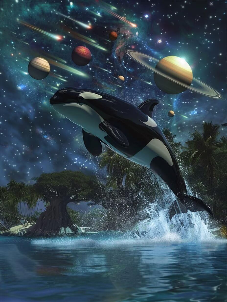 Hyupuanj Orca Planet zestaw do malowania diamentami dla dorosłych, 81 x 112