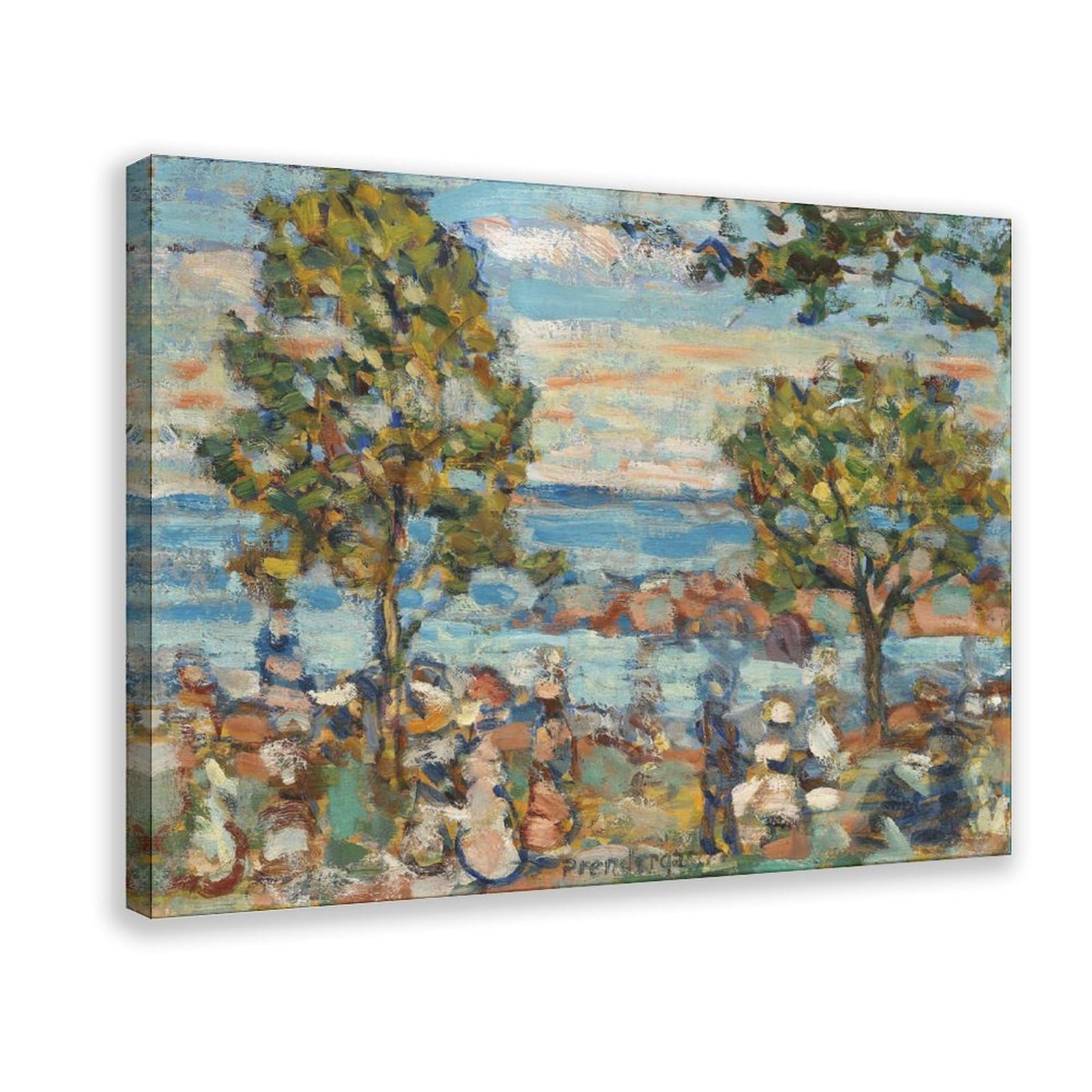 DFJyjFGJJ Maurice Prendergast,Beach Scene with Two Trees Wall Decoration Poster Family Bar Restaurant Garage Cafe Art Sign Gift 24" L X 36" W