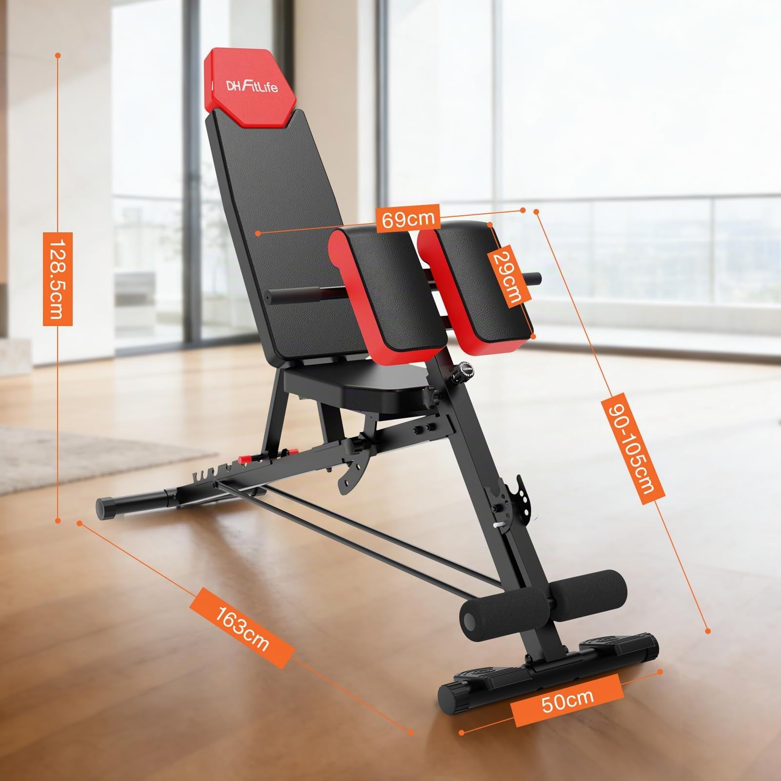 DH FitLife Banco de pesas ajustable 6 en 1 350 kg, multifuncional plegable para press de banca y entrenamiento completo en casa y gimnasio