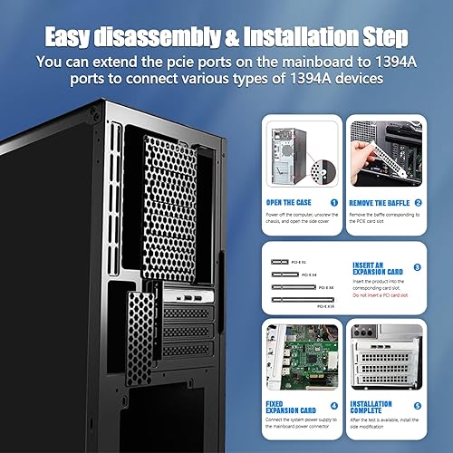Miniatura 5 de Tarjeta PCIe Firewire 400, IEEE 1394a PCI Express Tarjeta PCIe de 4 puertos (3 x 6 pines y 1 x 4 pines), adaptador Firewire 400 para Windows