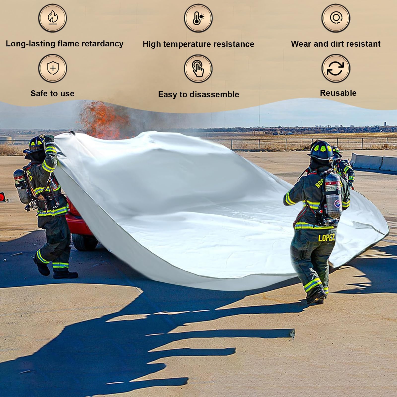 Manta ignífuga de emergencia para vehículos, manta extintor grande para uso en coche y camión, paño de silicona duradero para seguridad y protección
