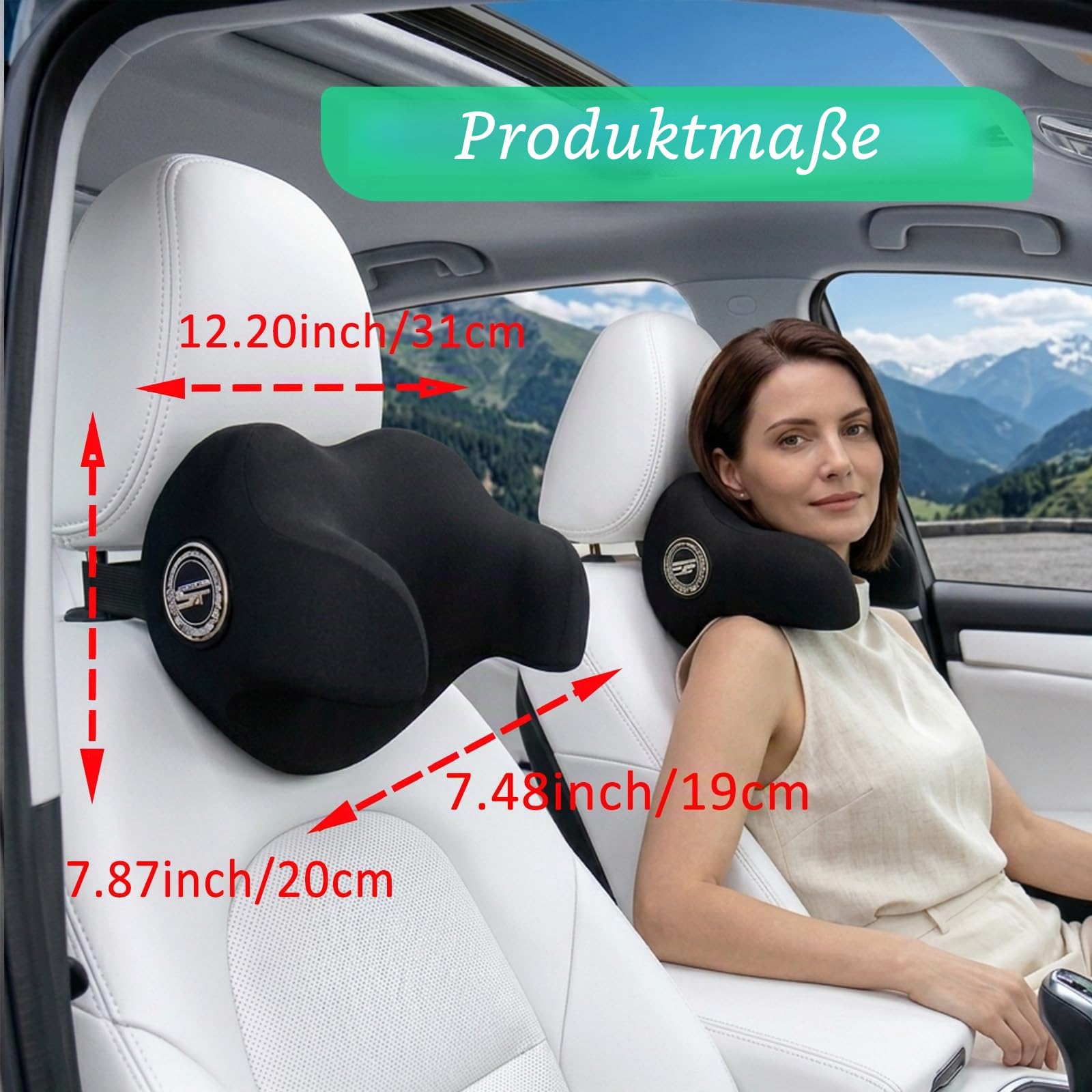 SPRFUFLY U-förmiges Auto-Kopfstützenkissen zum Schlafen, 100% Memory-Schaum, Autokissen mit atmungsaktivem, abnehmbarem Bezug, ergonomisches Design, idealer Auto-Begleiter für Nickerchen und