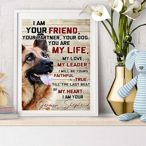 Miniatura 2 de UPABLUNSO Kit de pintura de diamantes 5D con diseño de pastor alemán I Am Your Friend para adultos, pintura por números, para recreación en el hogar