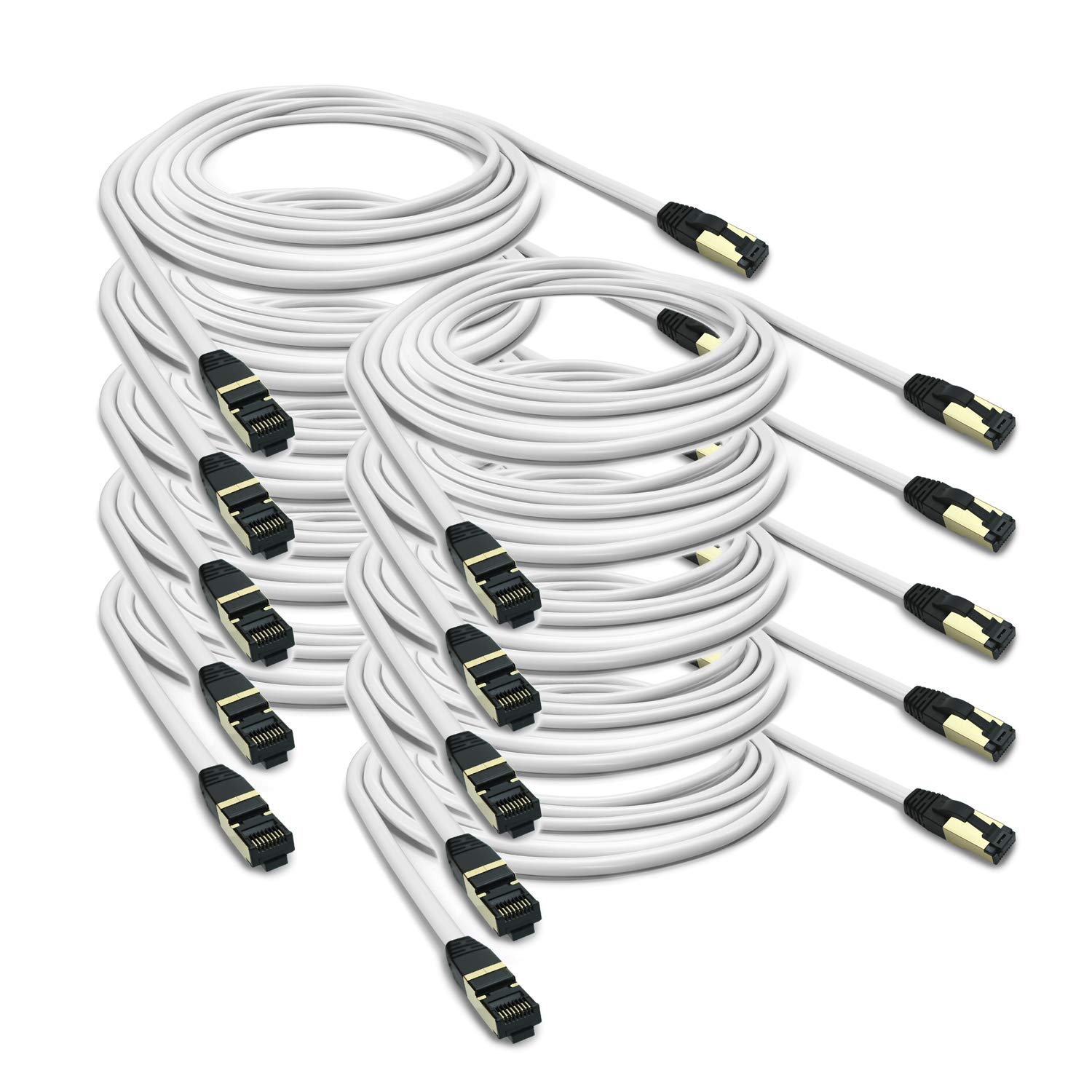 ARLI Cat 8 Netzwerkkabel: Cat8.1 Patchkabel 5m RJ45 S/FTP halogenfrei weiß 5 m Netzwerk Patch LAN Kabel Datenkabel bis zu 2000MHz / 40 Gbit / 40000 Mbit (10 Stück)